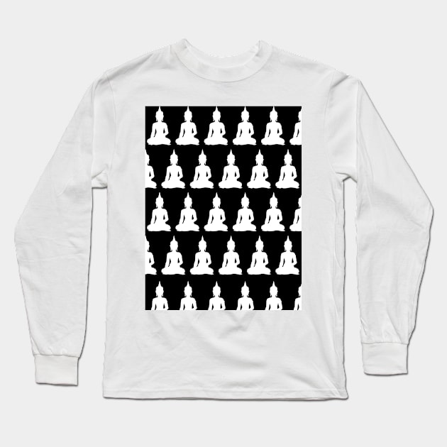 White Buddha Pattern Long Sleeve T-Shirt by XOOXOO